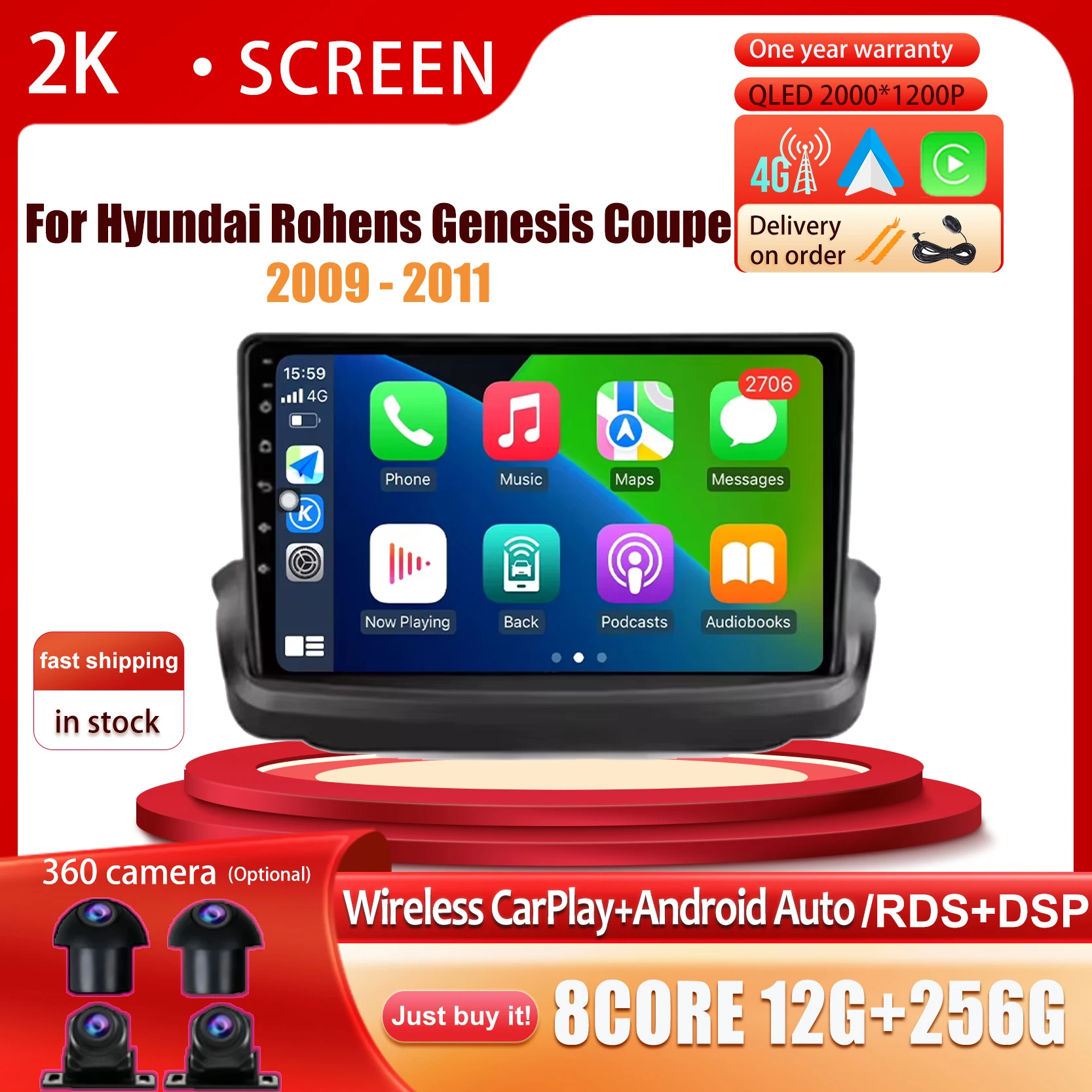 

9‘’ Car Radio Multimedia Video Player For Hyundai Rohens Genesis Coupe 2009 - 2011 GPS Navi Android Auto Wireless Carplay
