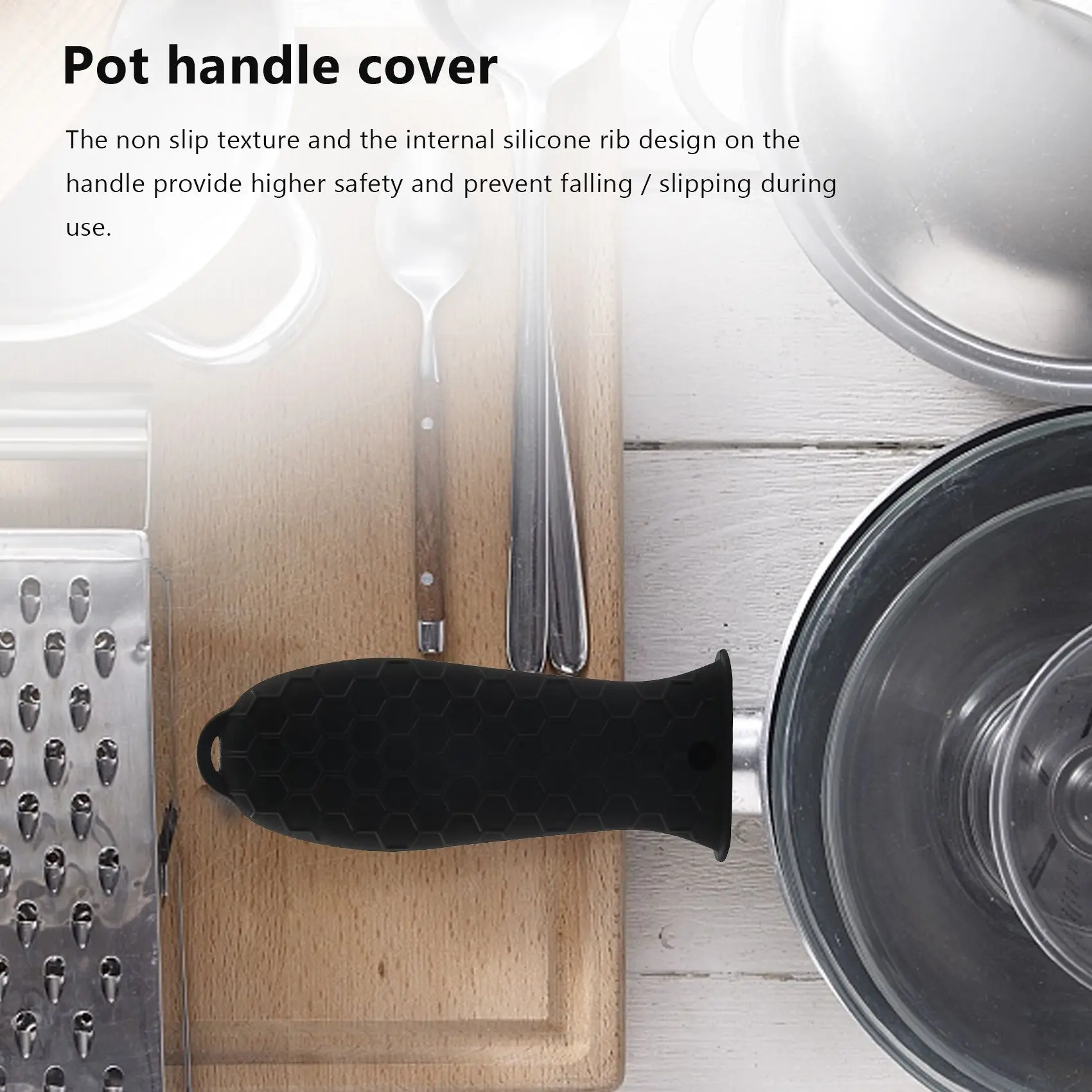 4 Pack Silicone Hot Handle Holders Cover Cast Iron Skillet Handle Cover Pot Handle Holder Sleeve Heat Resistant -Black HY