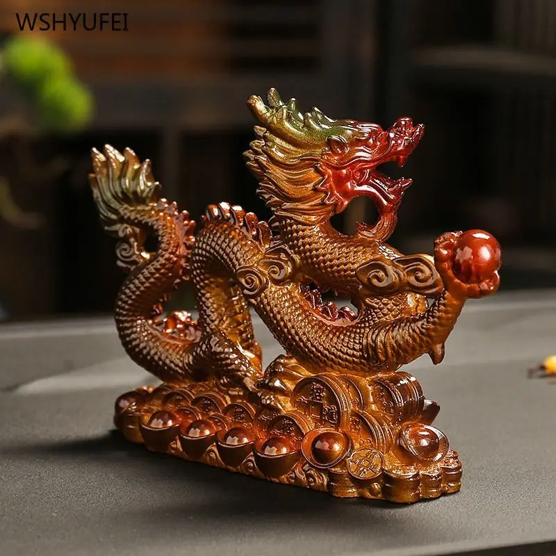 resin Discoloration Zodiac Dragon Ornament Crafts living room Bookcase Office decoration Housewarming gift Tea set accessories