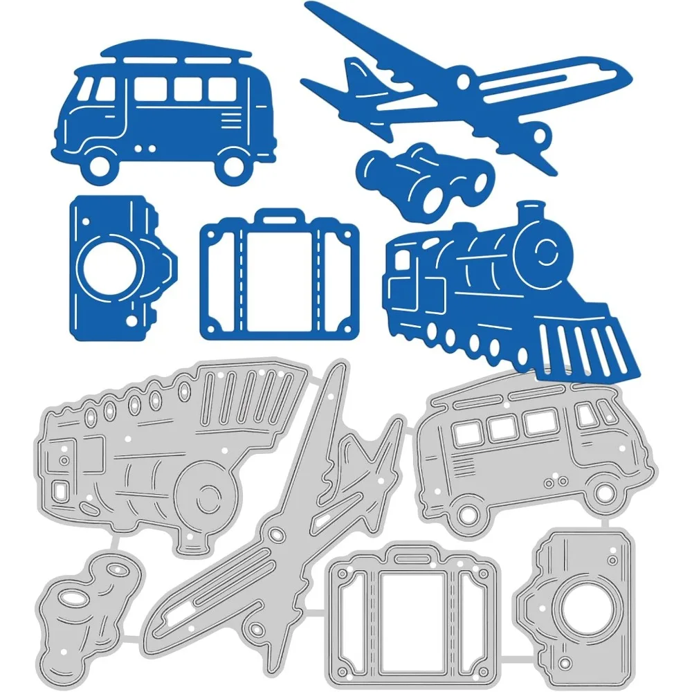 6Pcs Vehicles Tools Metal Cutting Dies Travel Tool Die Cuts for DIY Scrapbooking Easter Birthday Wedding Cards Making Album