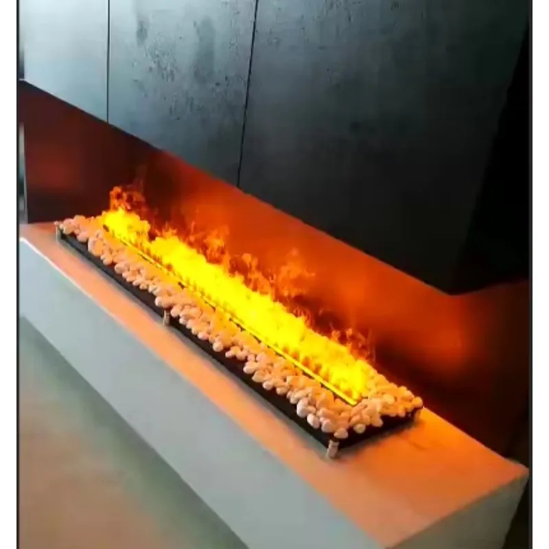 Modern Steel Insert Electric Fireplace with Remote Control 1500mm Chimney Mantels 3D Water Steam Effect for Indoor Hotel Use