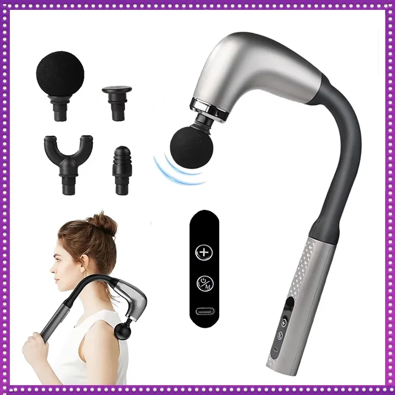 Fascia Gun with Extended Handle and Elbow for Self-assist Massage of the Upper and Lower Back Muscle Relaxation and Massage Done