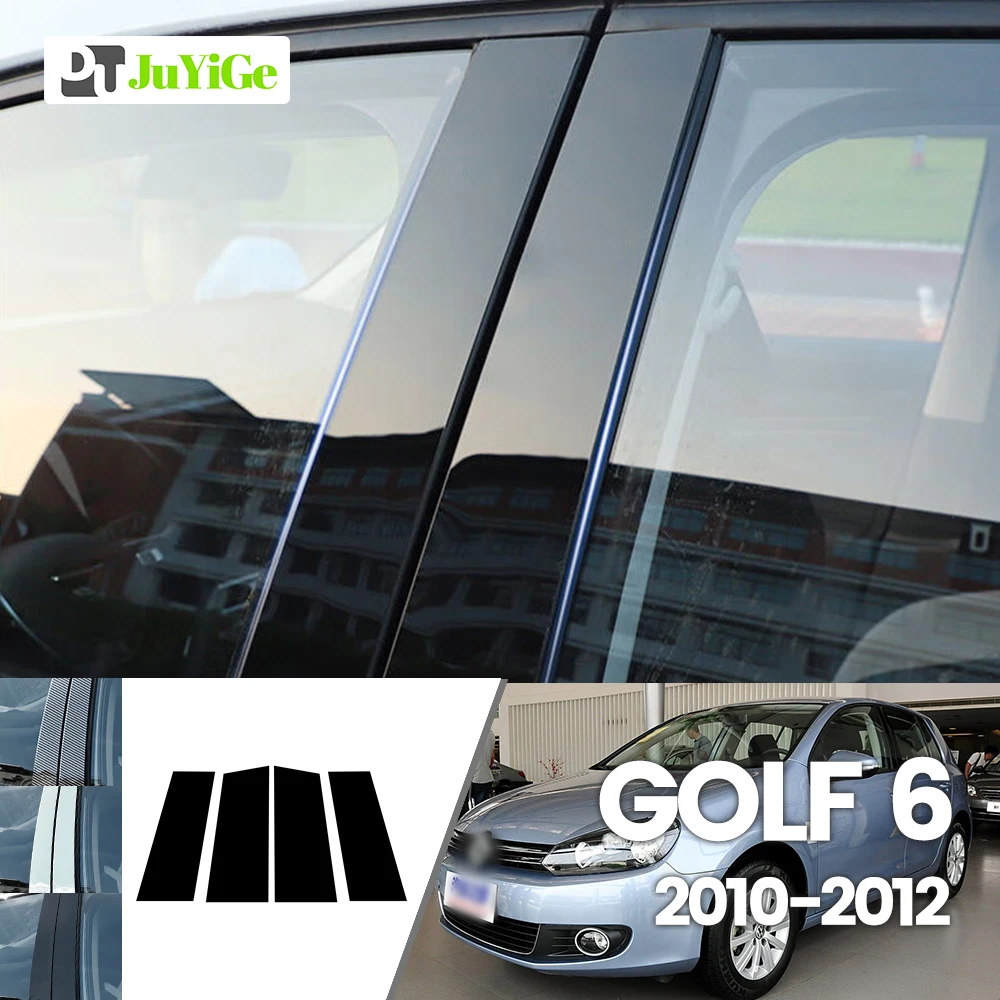 

For Volkswagen GOLF 6 VI MK6 2010-2012 2011 Bright Black Carbon Fibre Window Door B C Sticker
