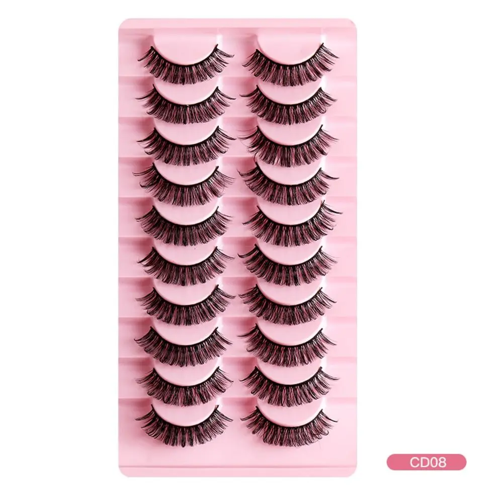 10 Paar wiederverwendbare, voluminöse, DD-Curl-Wimpern, 3D-Nerzhaar-Wimpern, russische Volumen-Wimpern