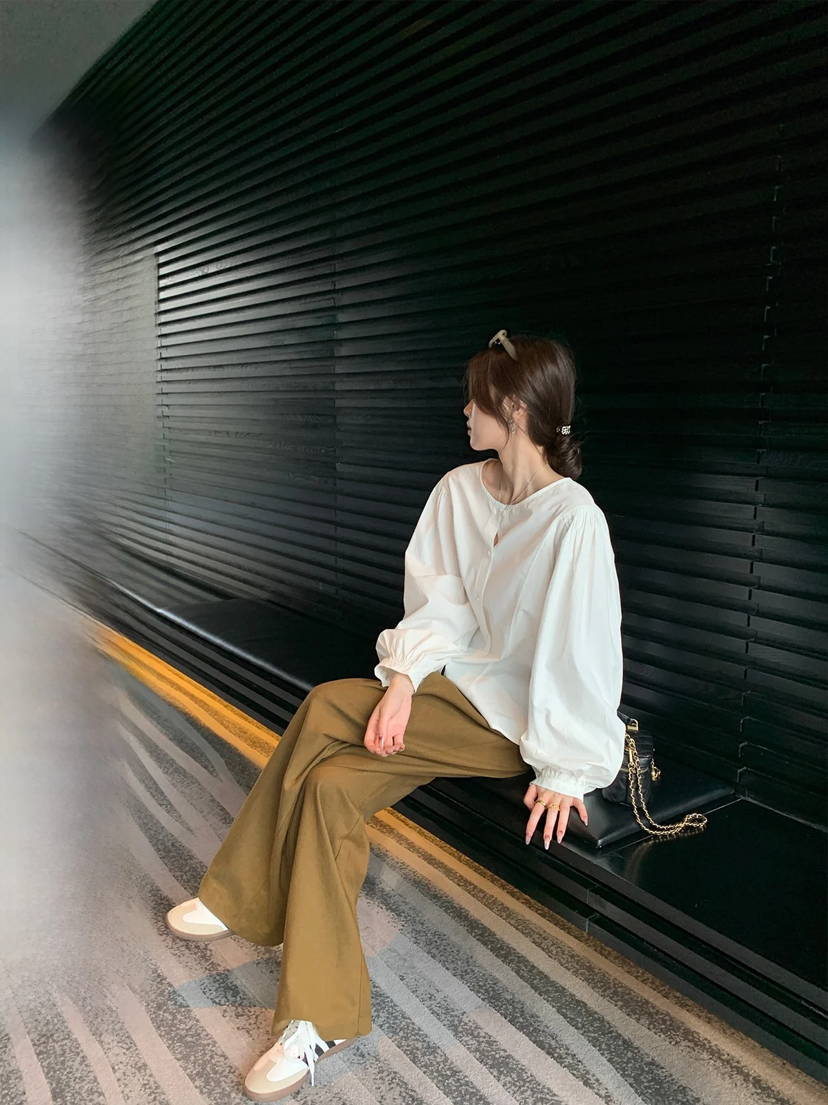 

EVNSLE High Waist Straight Leg Wide Leg Pants Women's Casual Loose Fit Autumn Vintage Slimming Trousers