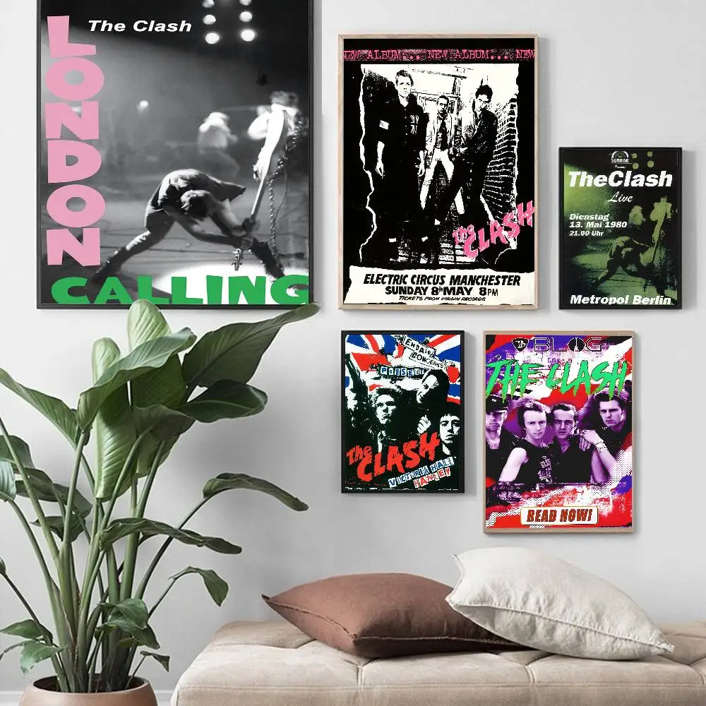 كلاش ذا باند ورق أبيض ملصق يتوهم الجدار ملصق لغرفة المعيشة زخارف للحانات ديكور ملصقات جدار الفن #4