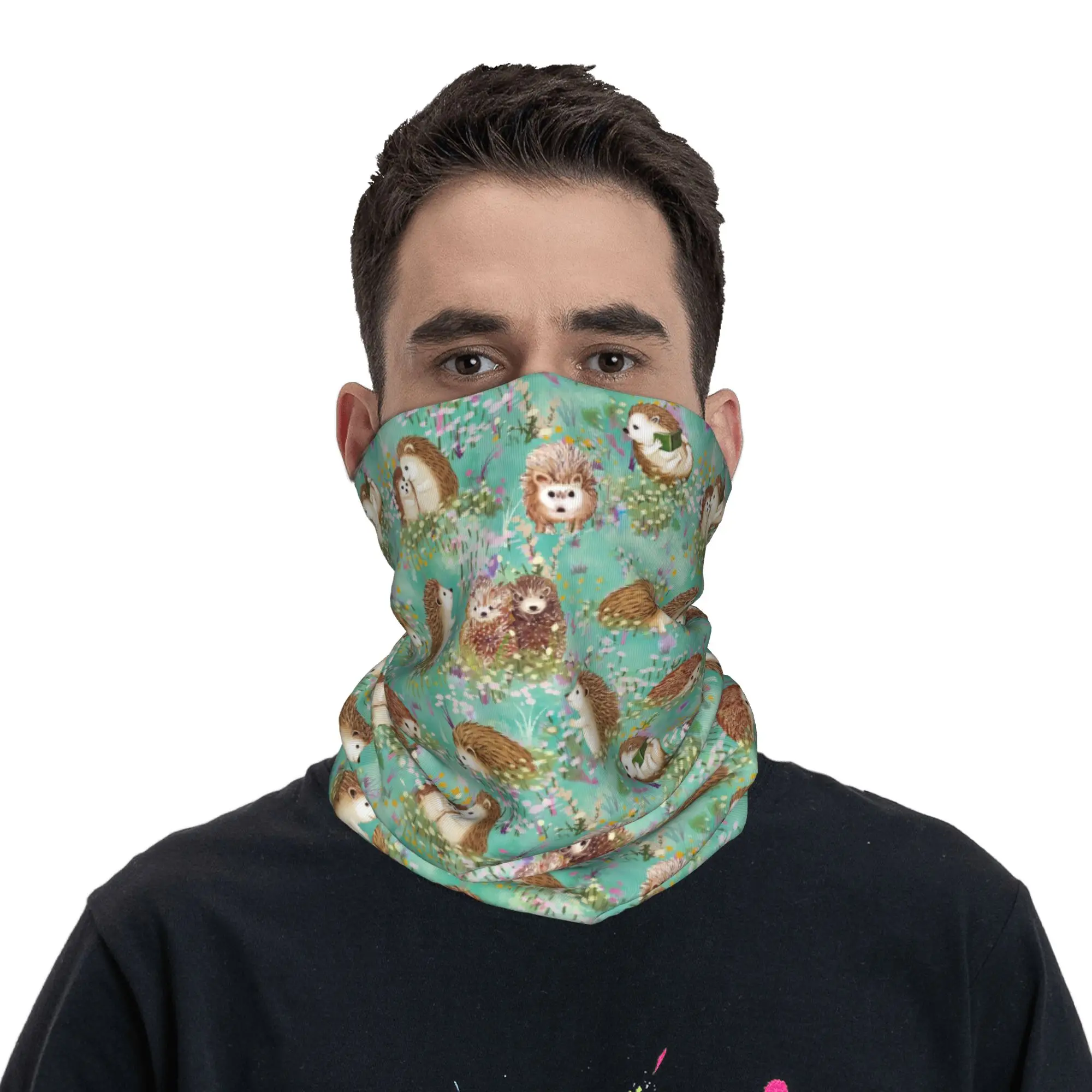 Autumn Hedgehog Spring Floral Bandana Neck Cover Printed Wrap Mask Scarf Multi-use Face Mask Cycling Unisex Adult