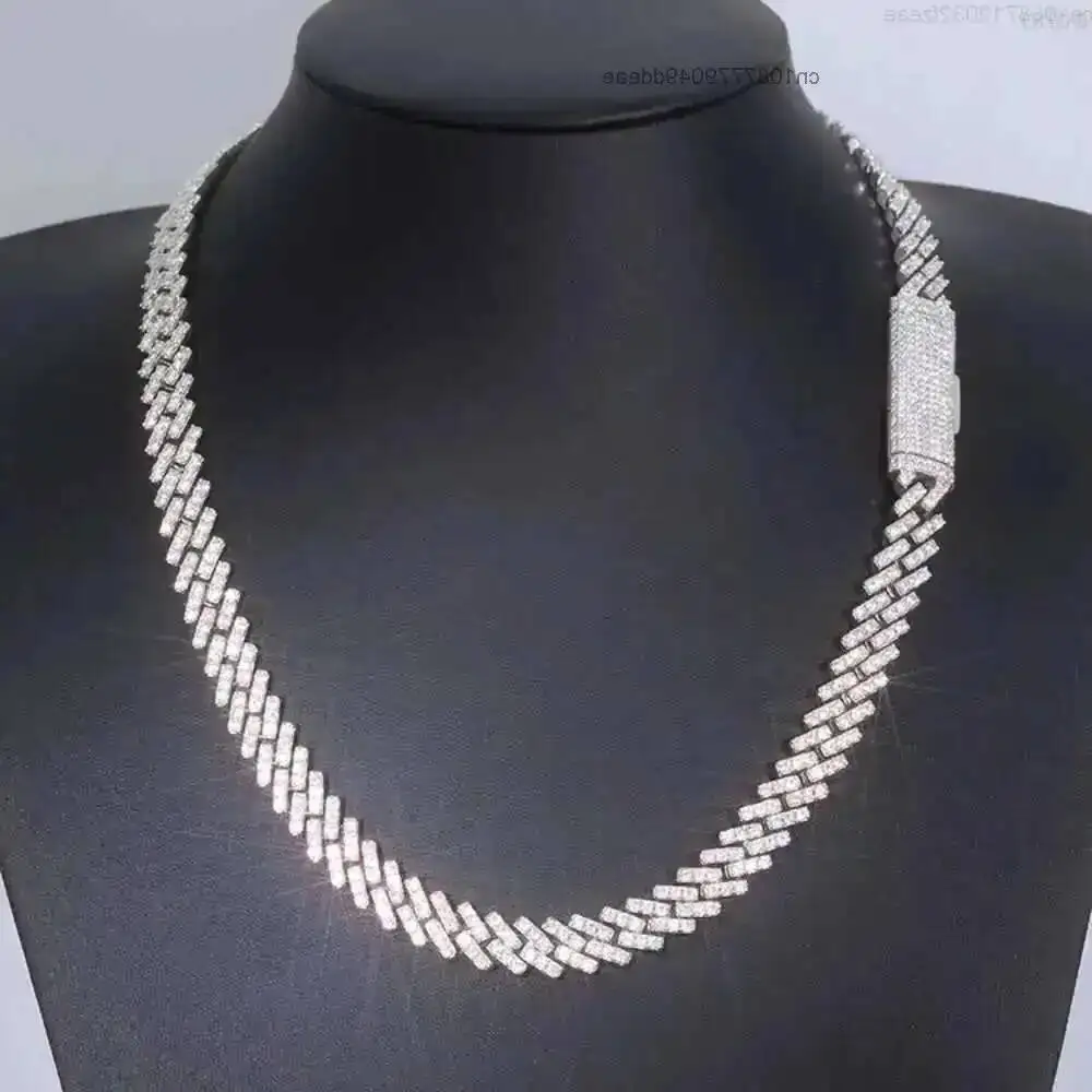 

Оптовая продажа, 10 мм, один ряд, изысканные ювелирные изделия в стиле хип-хоп, серебро 925 пробы, Iced Out Vvs, муассанит, тестер бриллиантов, кубинская цепочка звеньев