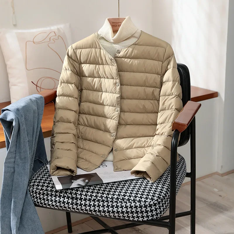 Neuankömmlinge Frauen weiße Ente Daunen futter Puffer Jacke Herbst Winter Frau warm halten koreanische Büro Dame Daunen mantel