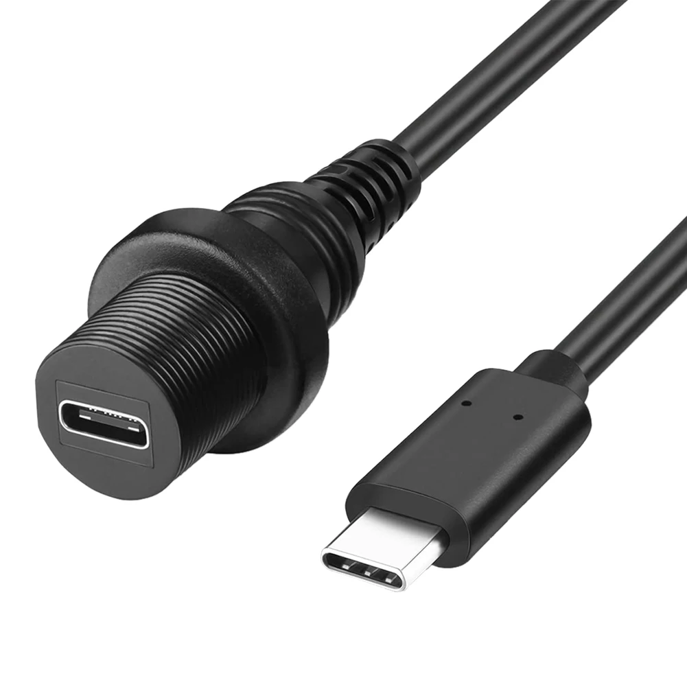 USB-C Waterproof Cable Type C 3.1/3.0/2.0 Male to Female Panel Mount Water Proof Connector Extension Cord for Car Truck Boat