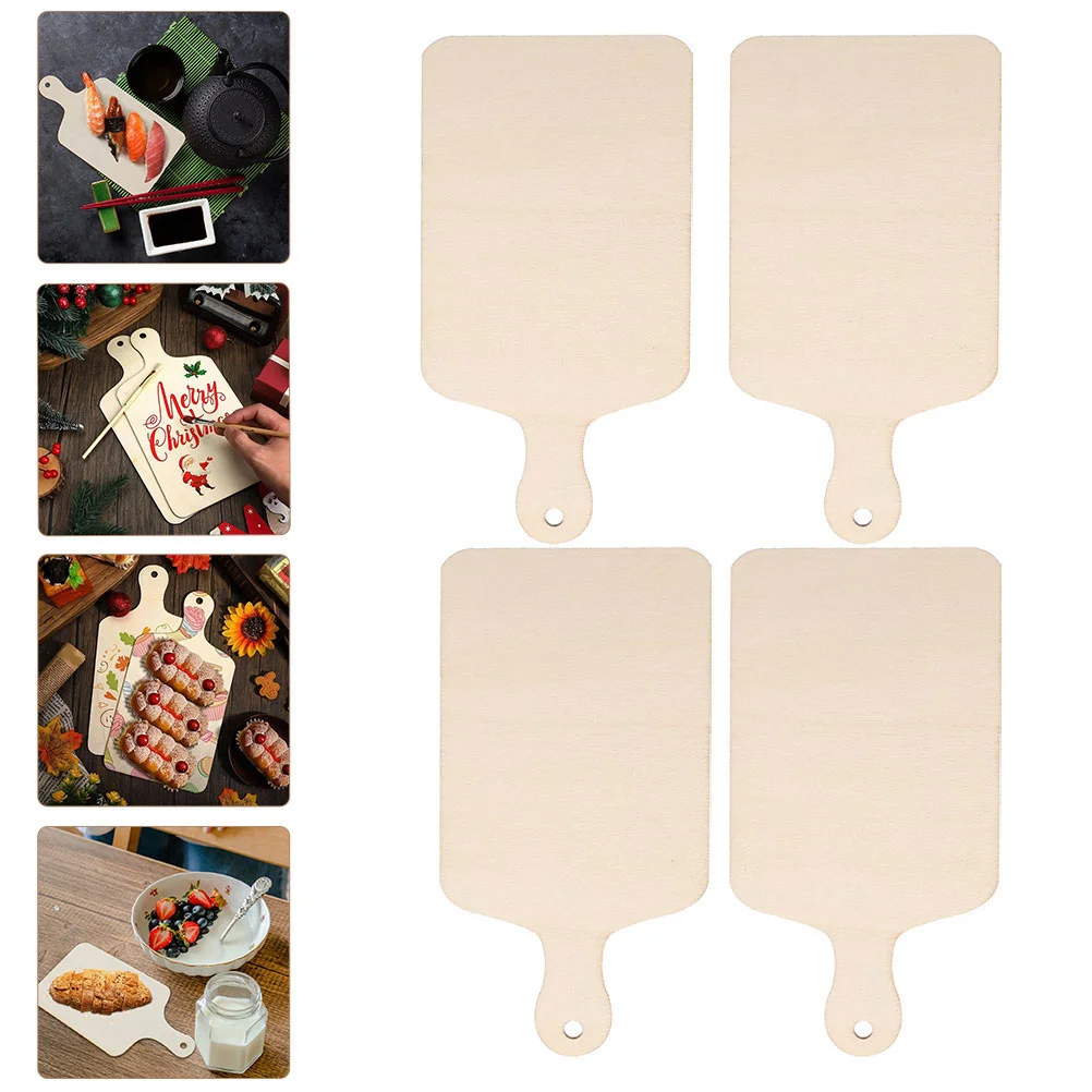 

10 Pcs DIY Wooden Cutting Board Unfinished with Handle Chopping Craft for Crafts Paddle Mini Boards Tray