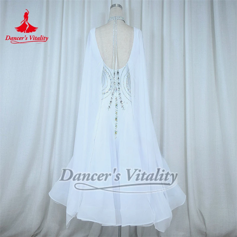 Weißer, langärmliger Gesellschaftstanz-Wettbewerb, große Schaukel, elegante Kleider, individuell, für Erwachsene, Frauen, Walzer, Tango, Kleidung der Tänzerin Vitalität