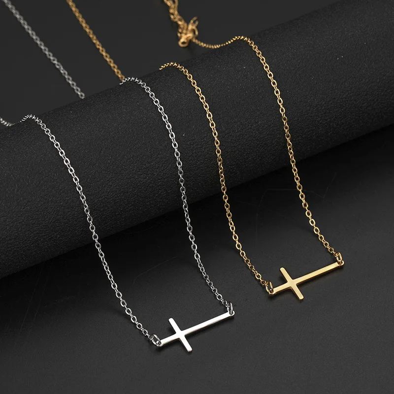 Dreamtimes Cross Pendant Necklace Cool Street Style Stainless Steel Necklace For Men Women Gift Wholesale Jewelry Collar de Cruz