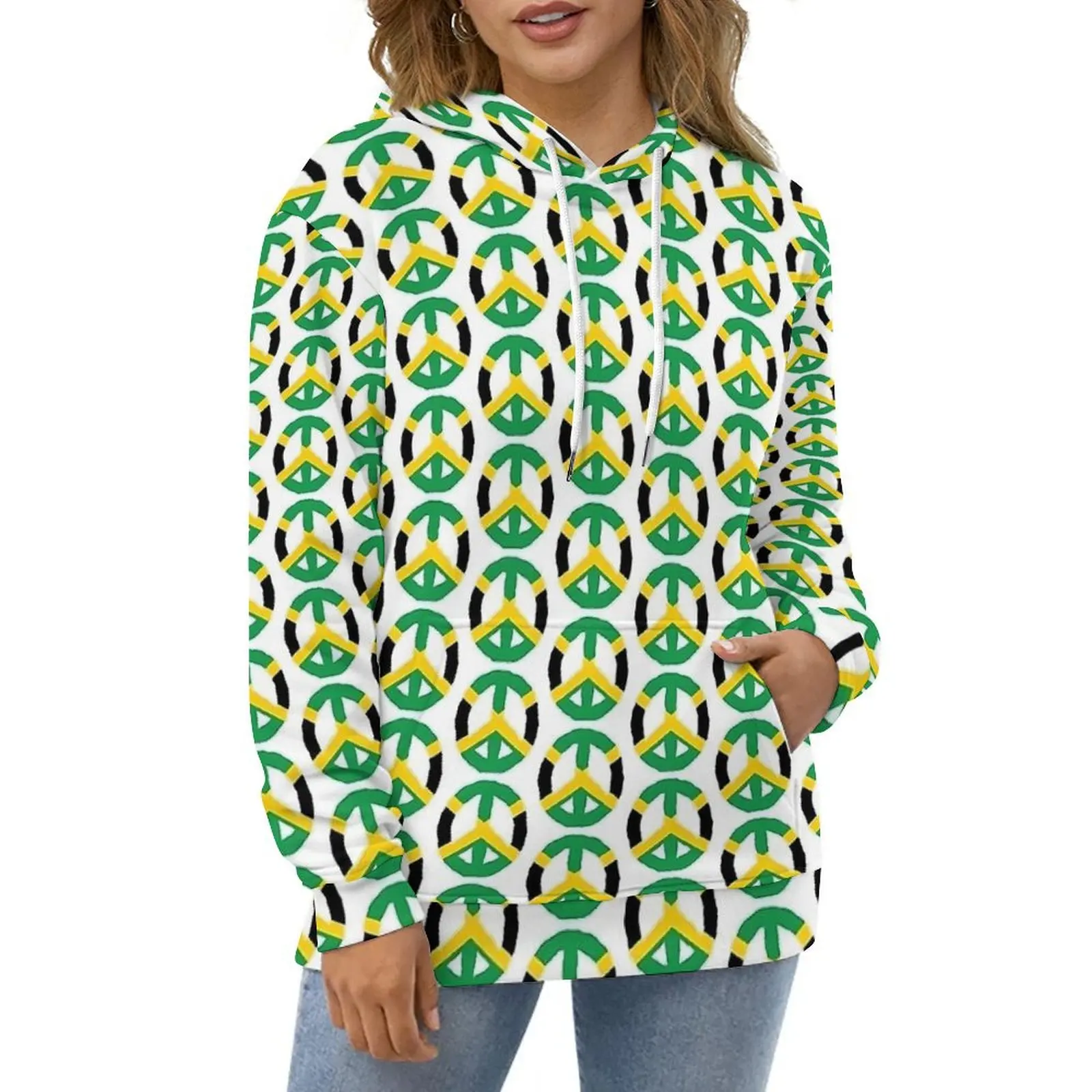 

Jamaican Flag Hoodies Peace Sign Jamaica National Flag Street Fashion Oversize Hoodie Lady Long Sleeve Design Casual Sweatshirts