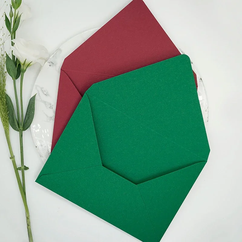 봉투 녹색 10 개/몫 두꺼운 270g 고급 비즈니스 용품 엽서 19x14cm 결혼식 초대장을위한 봉투 선물 상자