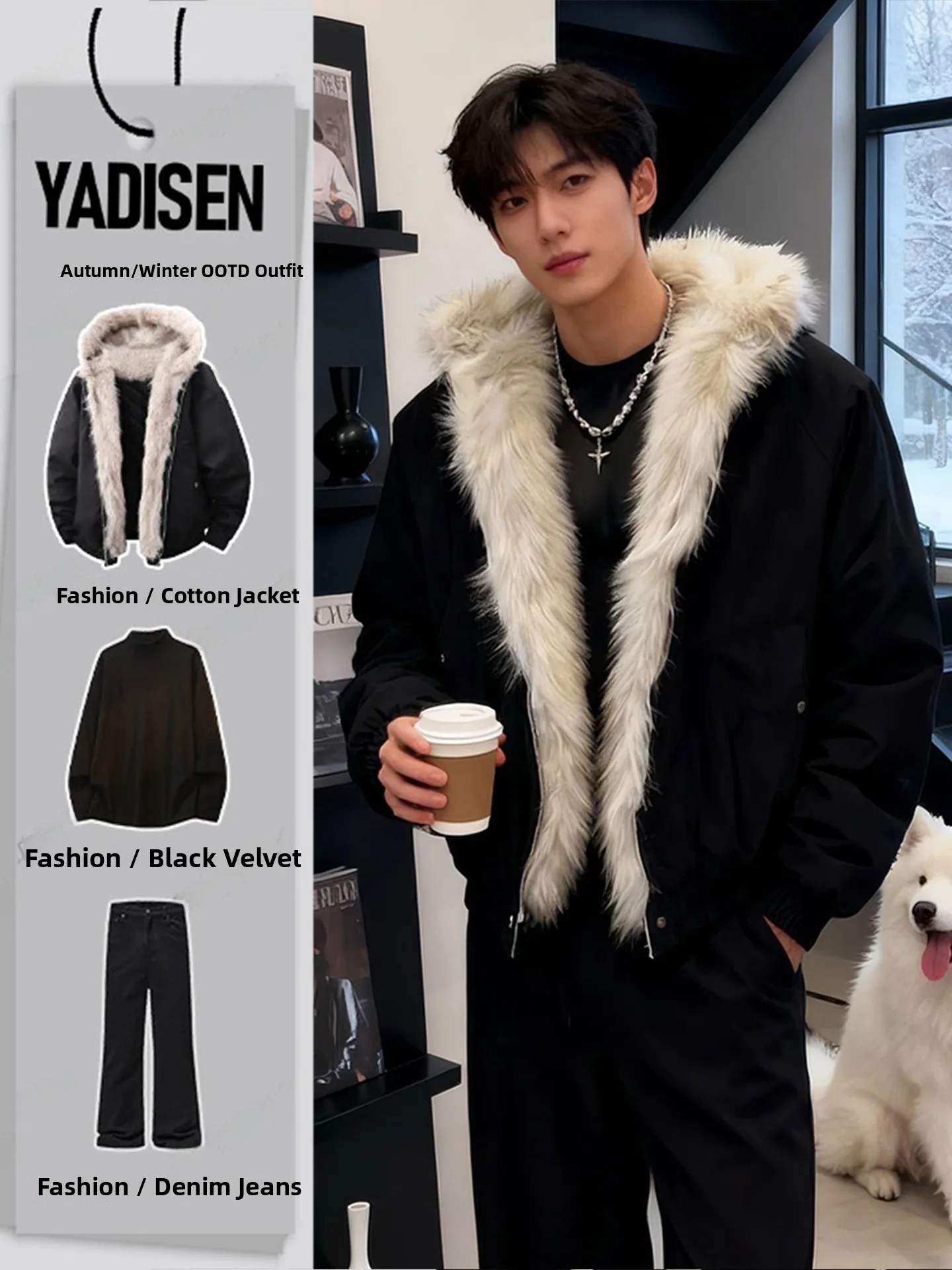 

Cleanfit Men's Bla Cotton Jaet Winter Faion Casual Hooded Coat Thiened Warm Long Sve Zipper Closure Color