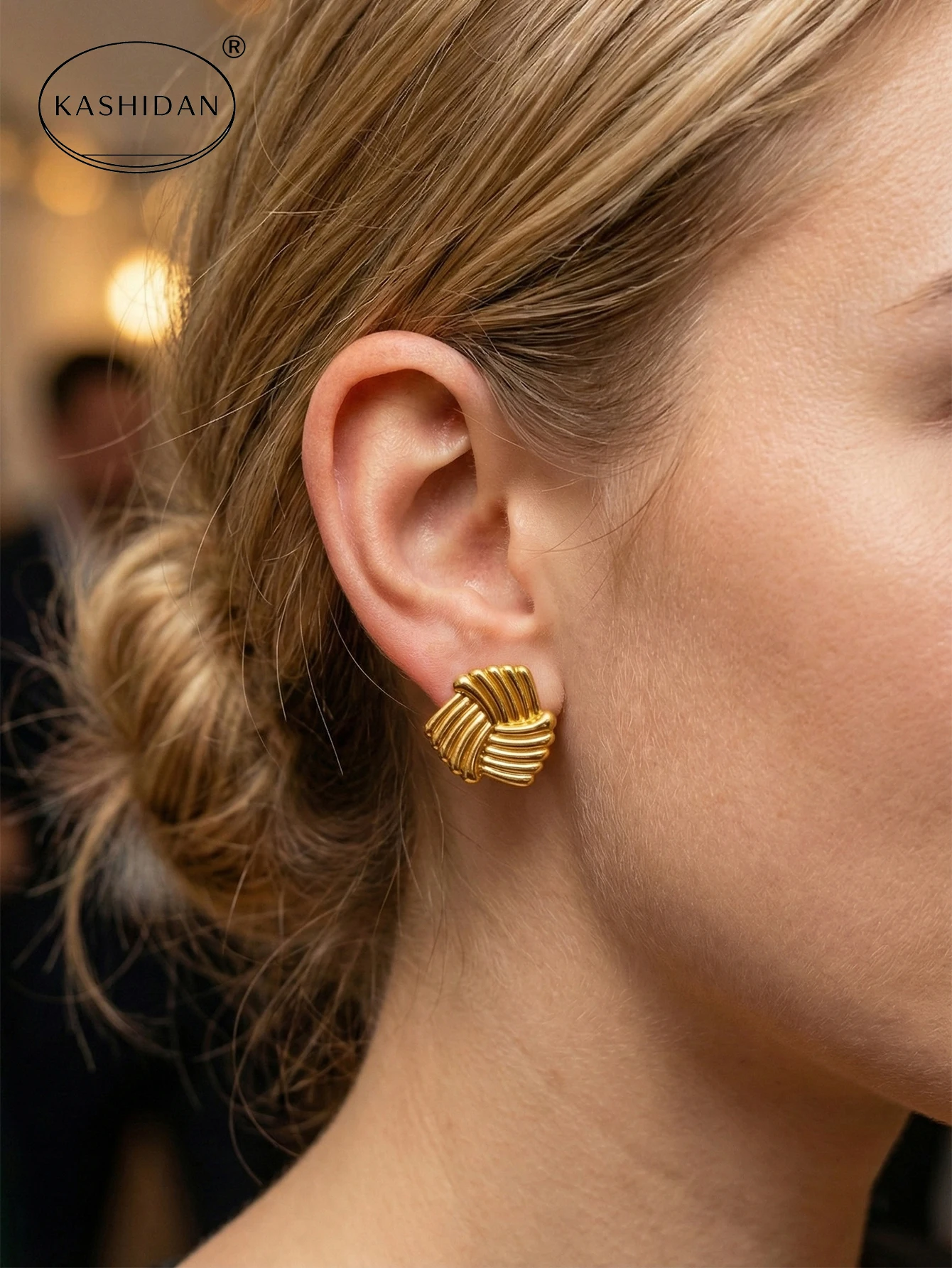 Fashion Jewelry Stainless Steel Gold Stud Earrings, Exquisite Women's Stud Earrings, Waterproof Hypoallergenic Accessories