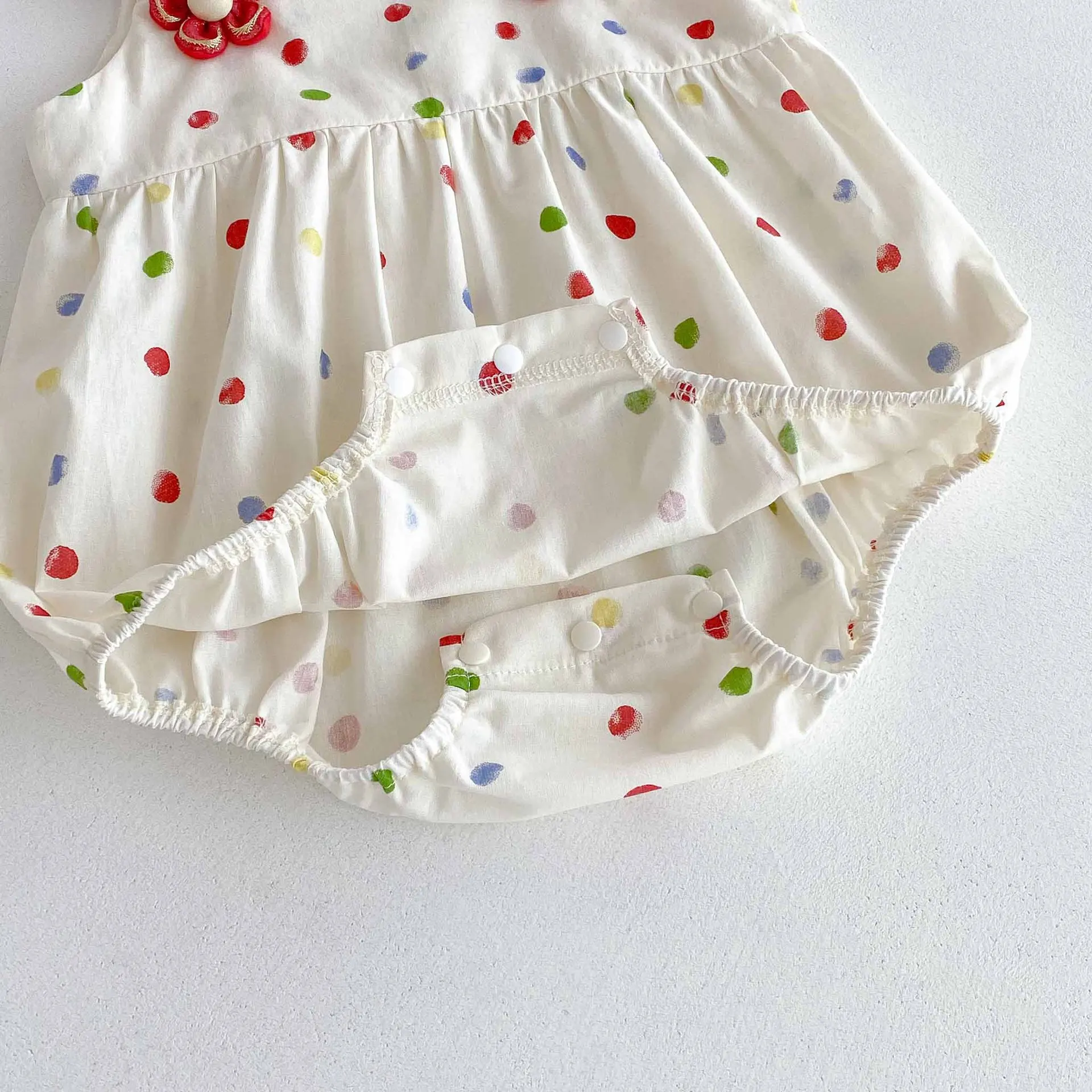 Vêtements pour filles, body et vêtements pour nourrissons à pois colorés, une pièce, 2025