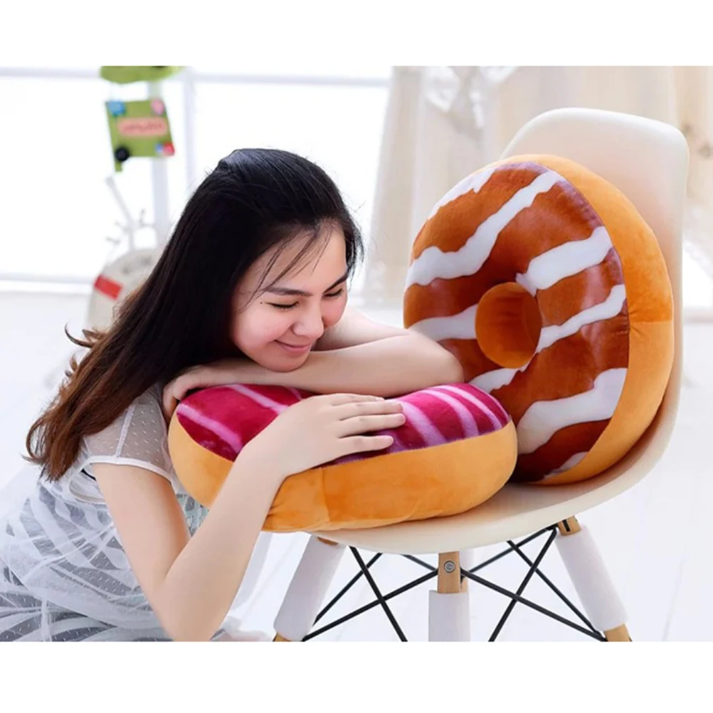 

Strawberry Donut Cushion Cozy Soft Seat Back Pillow Filled PP Cotton for Home Office Car Sofa Decor Donut Pillows