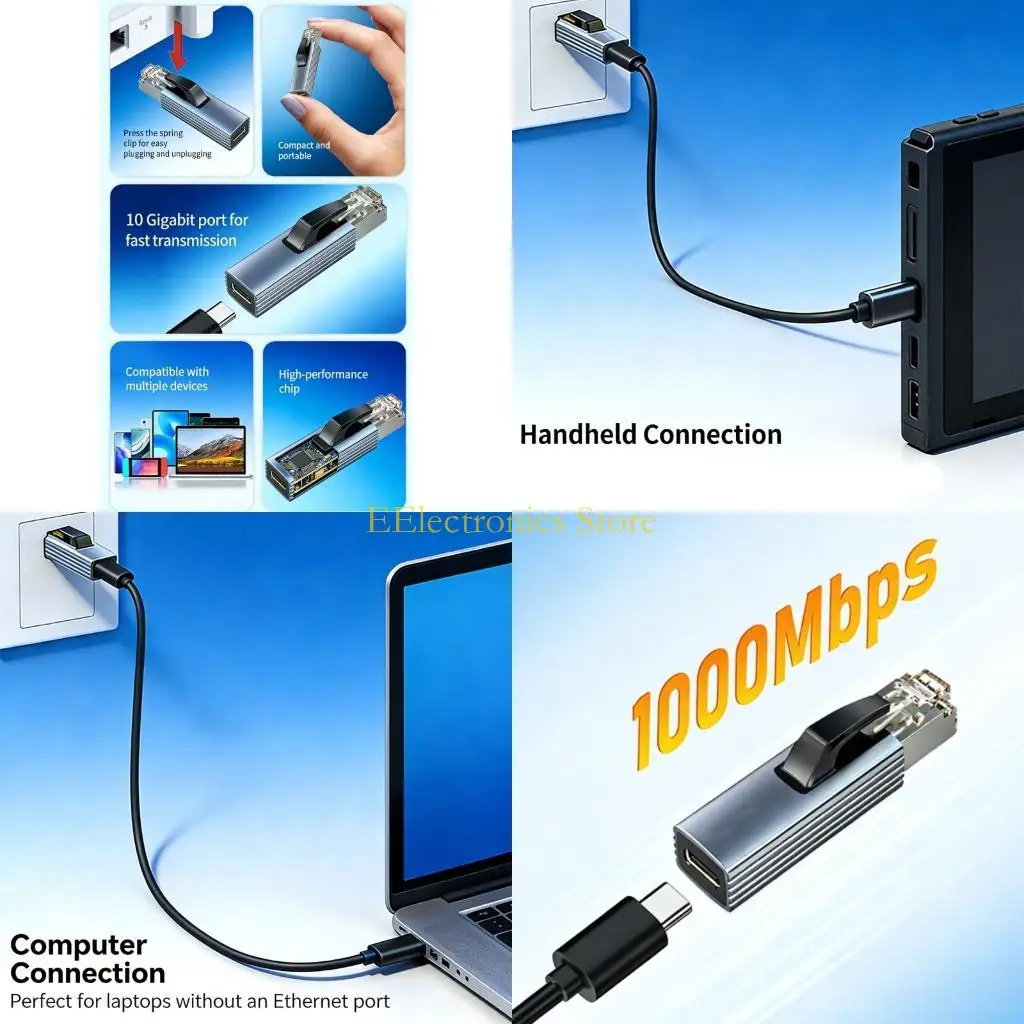 

B03C Type C To RJ45 Gigabit Ethernet Adapters Fast Networking Solution For Office Home