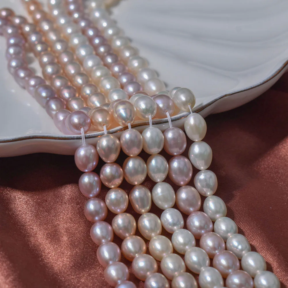 AAAAA High Gloss Freshwater Pearls 8-9mm Rice Shape Flawless Natural Loose Beads for DIY Necklace Jewelry Making Accessory