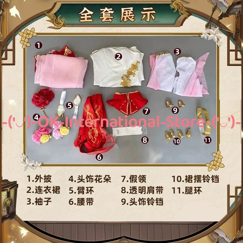 فستان Fox Spirit Matchmaker Tu Shan Hong الذهبي أزياء تنكرية على الطراز القديم لشخصية الرسوم المتحركة زي حفلات الكرنفال #5