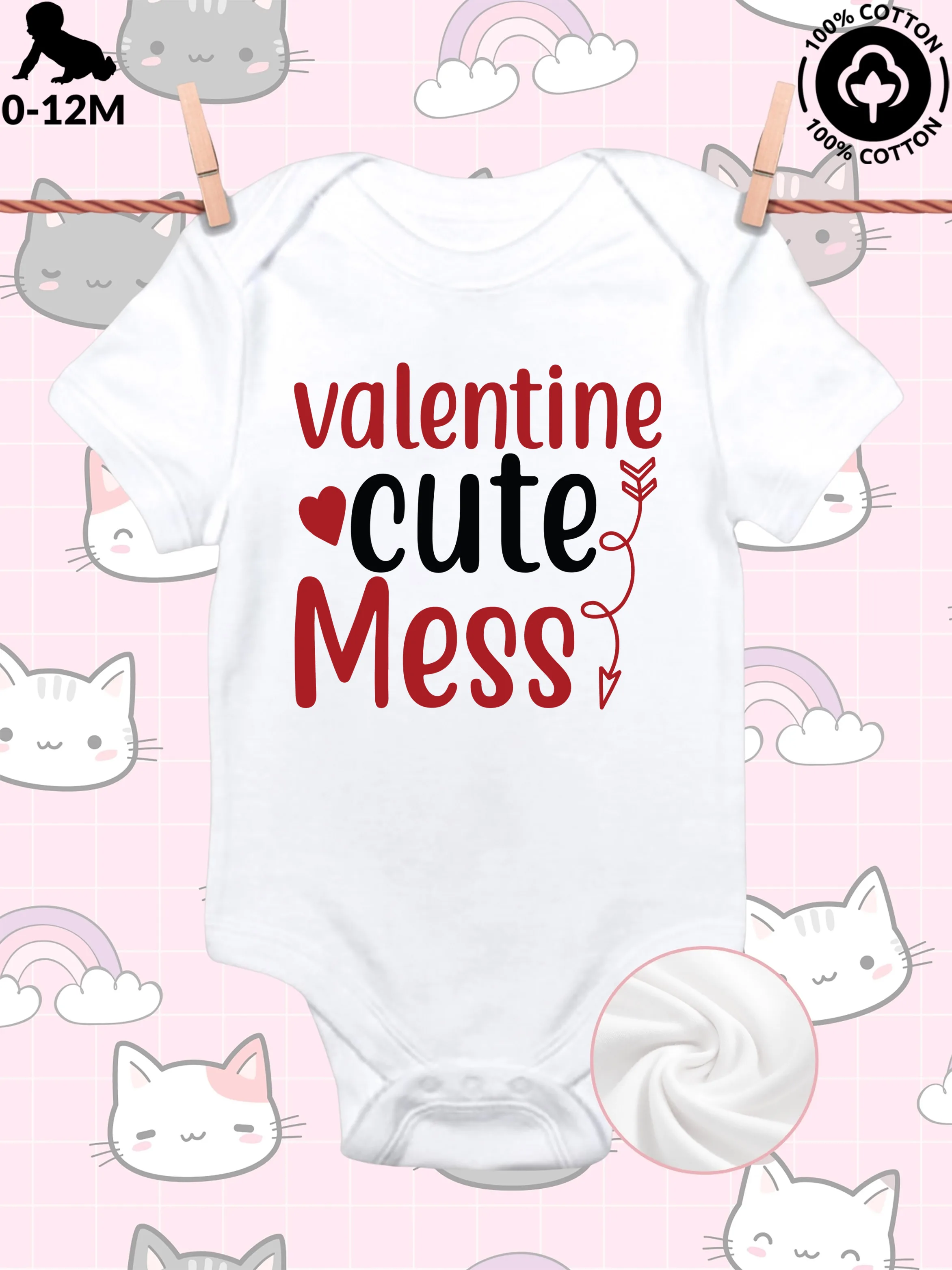 

Детский комбинезон-слип унисекс Valentine Cute Mess, из чистого хлопка, мягкий, всесезонный, белый, 190 г/м²