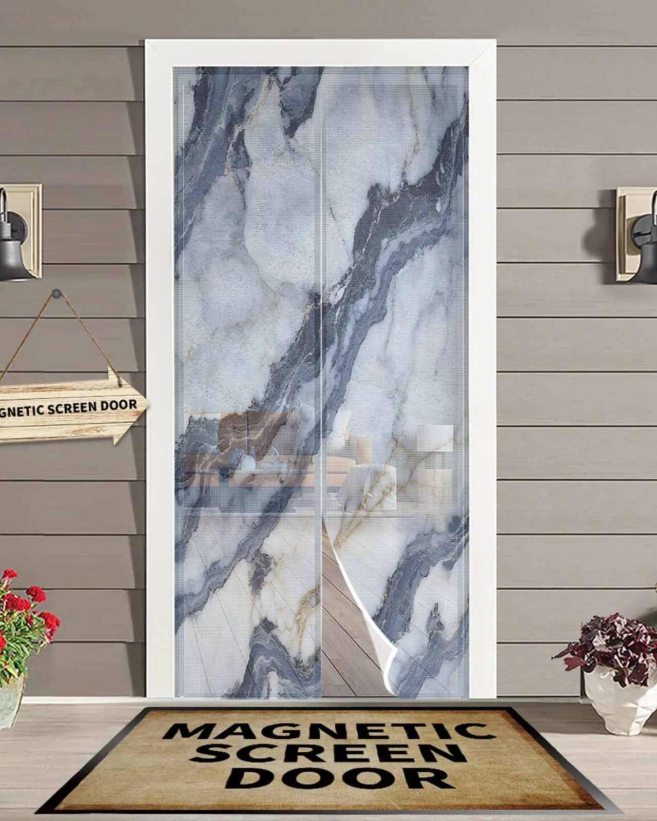 

Modern Abstract Marble Magnetic Door Curtain Living Room Bedroom Home Anti-mosquito Screen Door Curtain