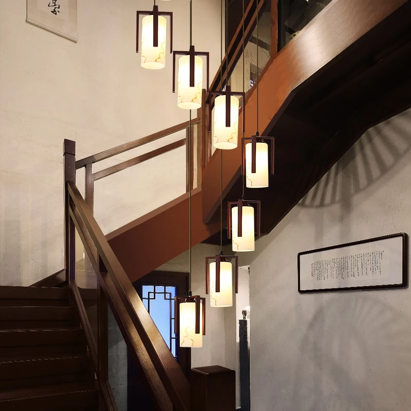 Contemporary Imitation Marble LED Suspension Pendant Lamp for Villa Living Room Lighting and Home Interior