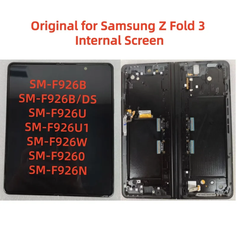 Б/у восстановленный внутренний LCD-дисплей с сенсорным экраном для Samsung Z Fold3 5G, большой экран для Z Fold 3, модели F926B, F926U