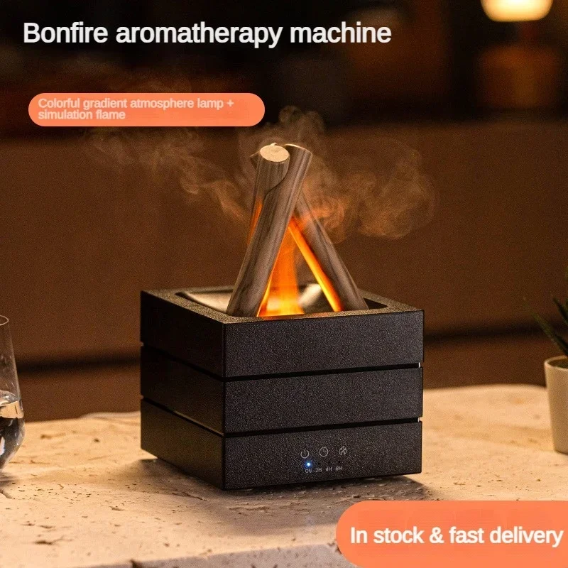 2025 Creative Gift Bonfire Humidifier USB Small Appliance Desktop Colorful Gradient Flame Air Aroma Diffuser