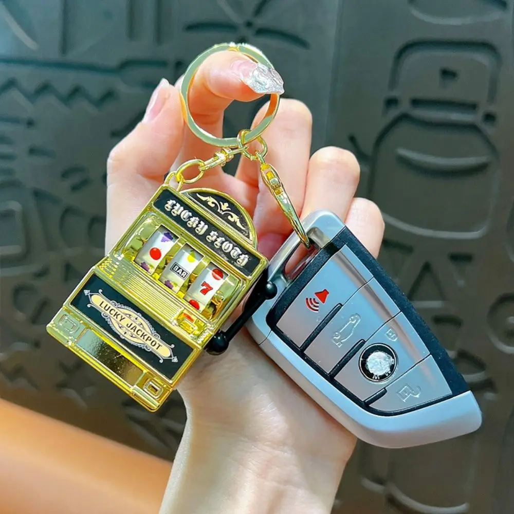 Mini Slot Machine Key Chains Funny Safety Lucky Jackpot Keyrings Multiple Colors Plastic Fruit Slot Machine Keychain