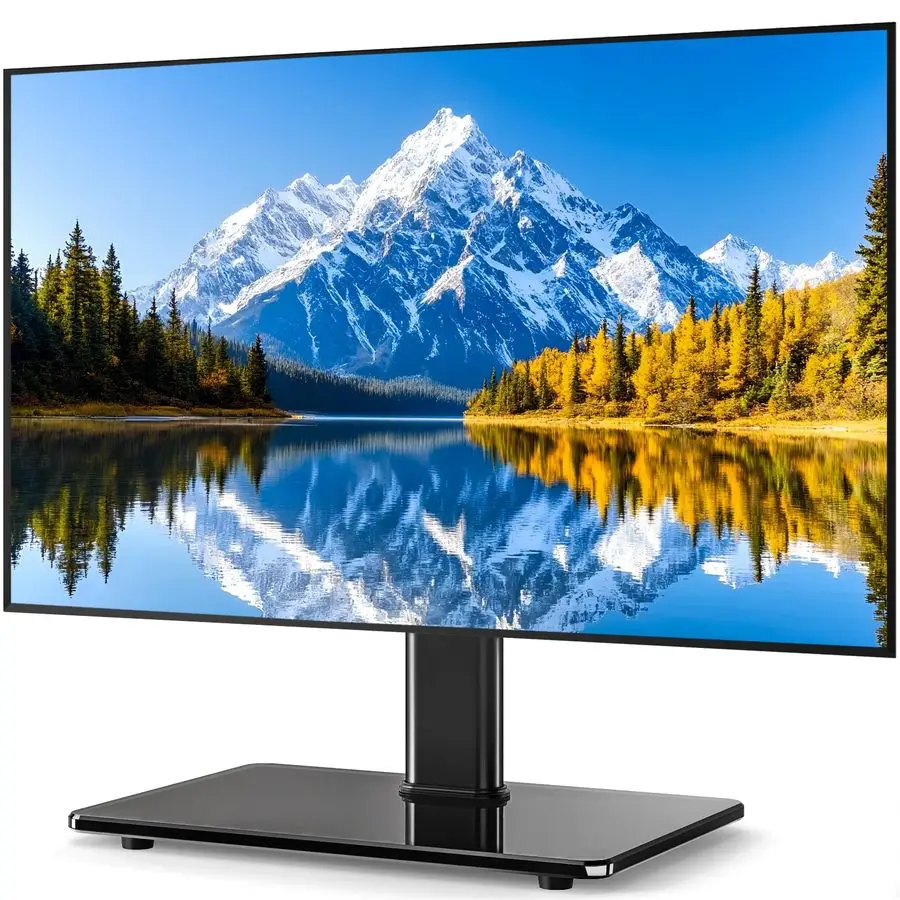 

Universal Swivel TV Stand for 2760 inch Curved Flat Screen TVs, Table Top TV Base Replacement Holds up to 88 lbs, Height Adjusta
