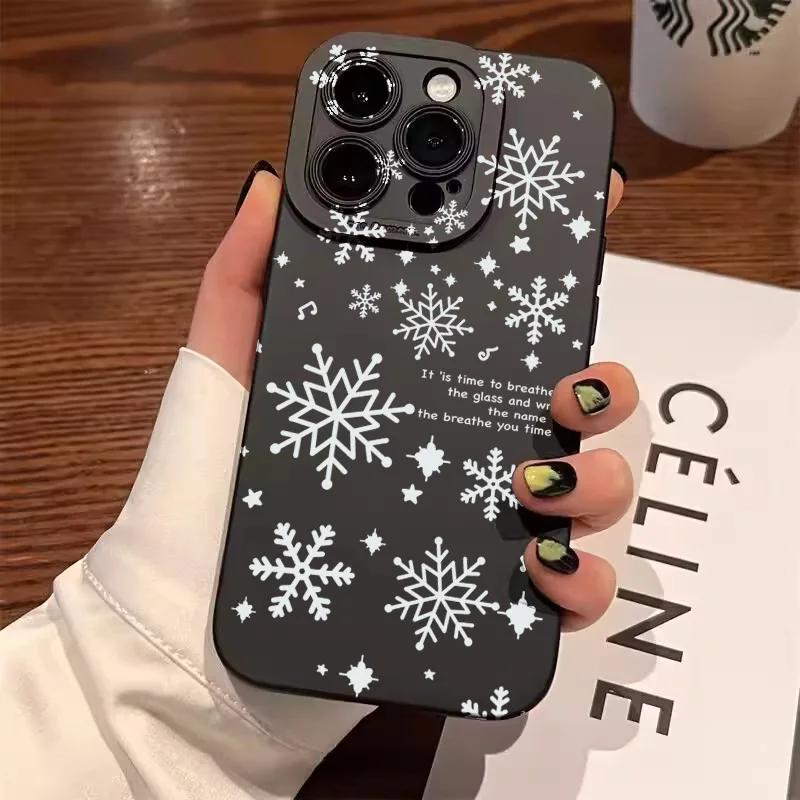 Winter White Snowflake Phone Case for Samsung Galaxy S25 S24 S23 S22 S21 Ultra FE Plus 5G A55 A35 A15 A54 A34 A14 A53 A16 Cover