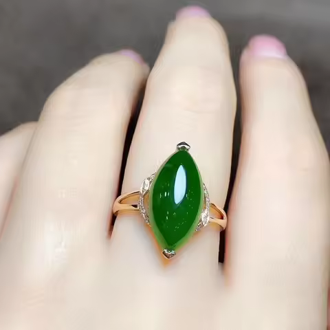 Green Jade Ring 925 Silver Amulet Natural Gifts Chalcedony Zircon Jewelry Women Fashion Crystal Gemstone Charm