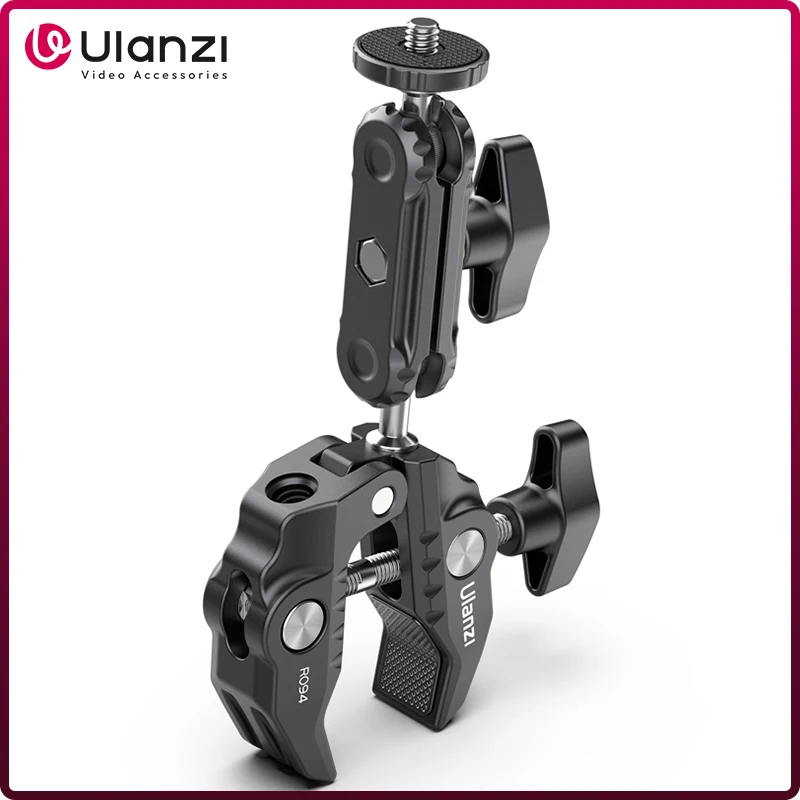 Ulanzi Metal Super Clamp with Double Ballhead Magic Arm for Camera Light Mic Video Monitor Clamp 1/4 3/8 Thread For Rods Hook