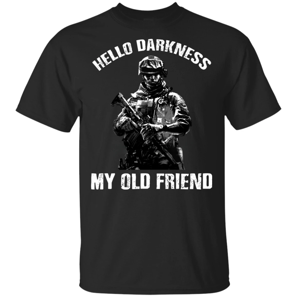 Camiseta de manga corta para hombre, camisa con estampado de Hello Darkness, heavy weight, My Old Friend, Veteran Army, para Halloween, Verano