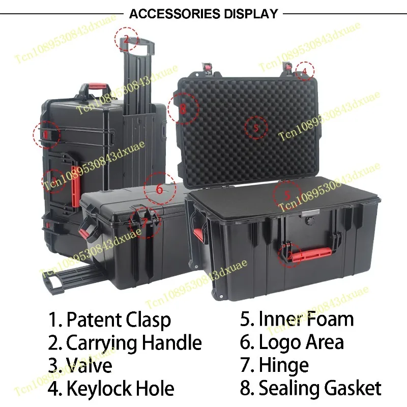 OEM ODM IP67 XL Large Size Customized EVA Foam Inside Hard PP Plastic Tools Equipment Flight Carry Case with Trolley and Wheels