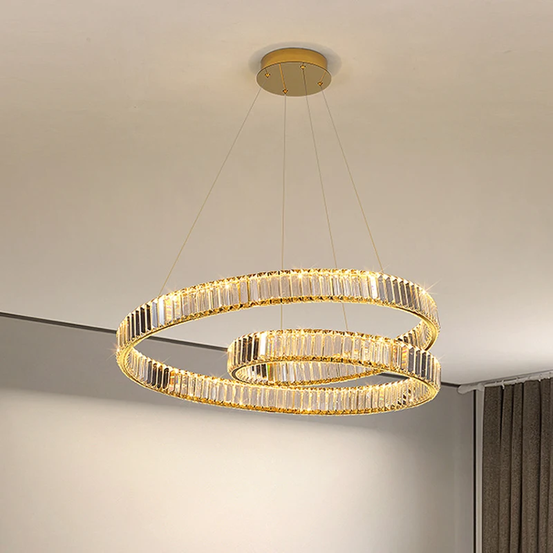 

Modern Lrregular Ring Crystal Chandelier LED Light Fixture Lustre Home Decoraction Luxury Decor Hanging Lamp Led Indoor Lighting