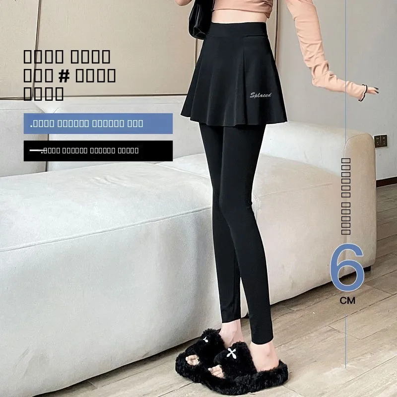 Calças de Cintura Alta em Couro Sintético para Mulheres, Calças de Yoga para Outono e Inverno, Saia Quente com Forro, Modelagem Slim