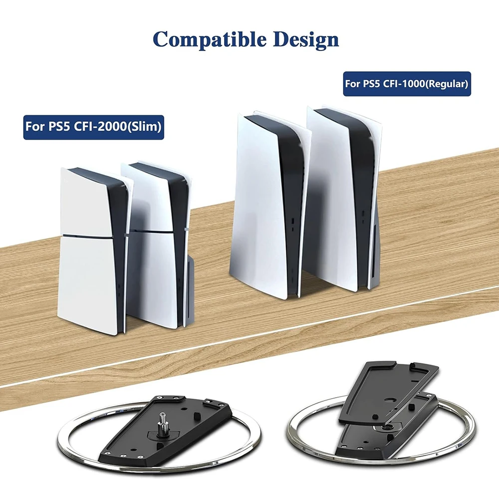 Suporte vertical de metal portátil para ps5 e ps5 versão de disco digital fino suporte de base antiderrapante para console de jogos playstation 5