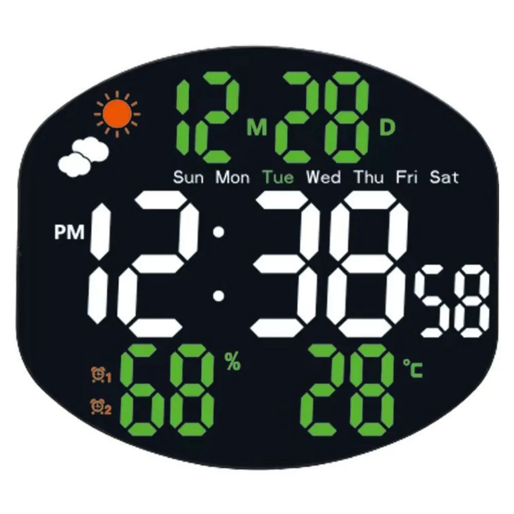 

Multi-functional Large Display Digital Clock Remote Control Auto Dimming Wall-mounted Electronic Clock Week/Date Display