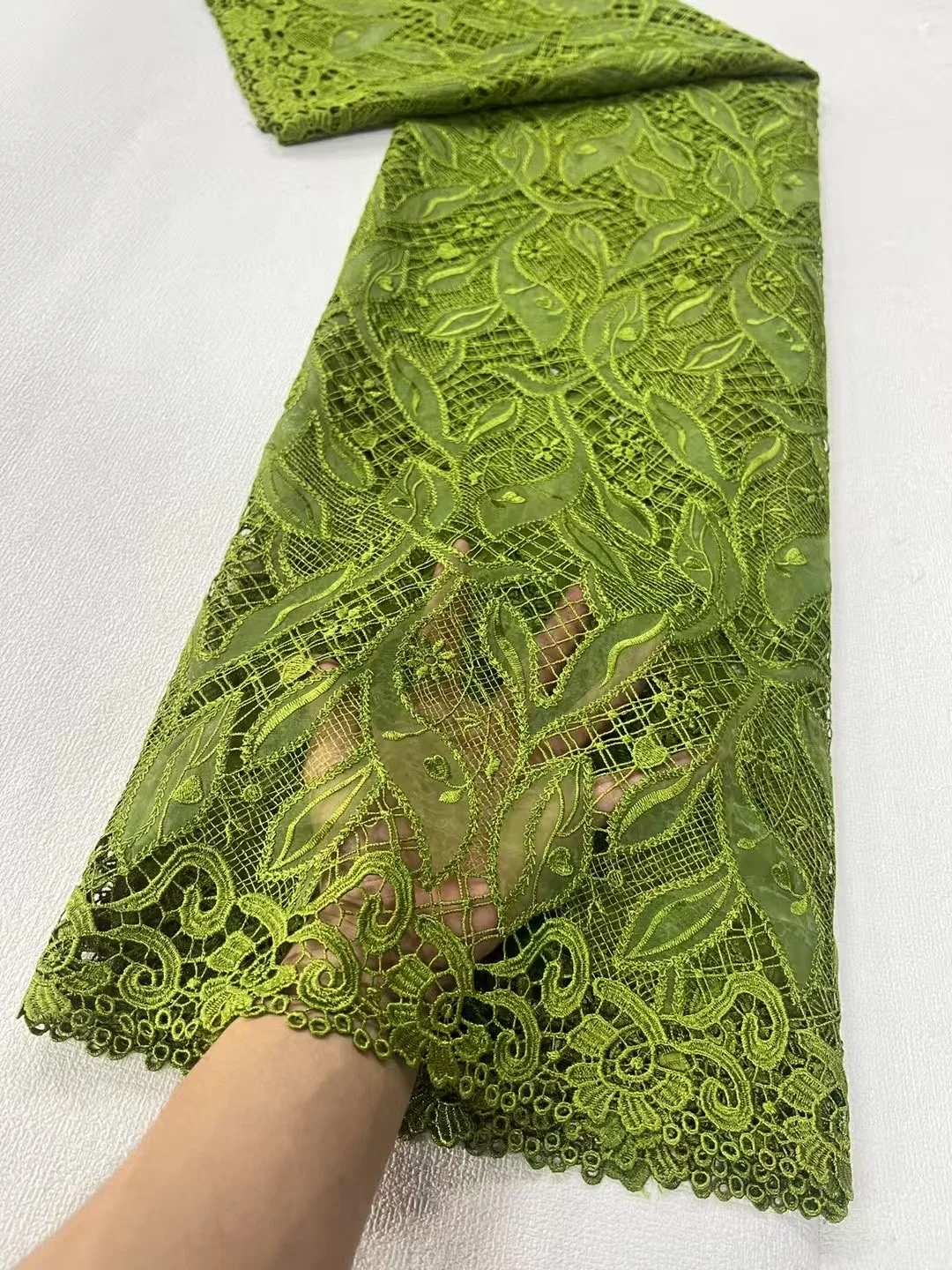 

High-Quality Africa Nigerian Sequins Cotton Embroidery Lace Fabric Tulle 5 Yards for Wedding Party Dress Chiffon jl485 2025