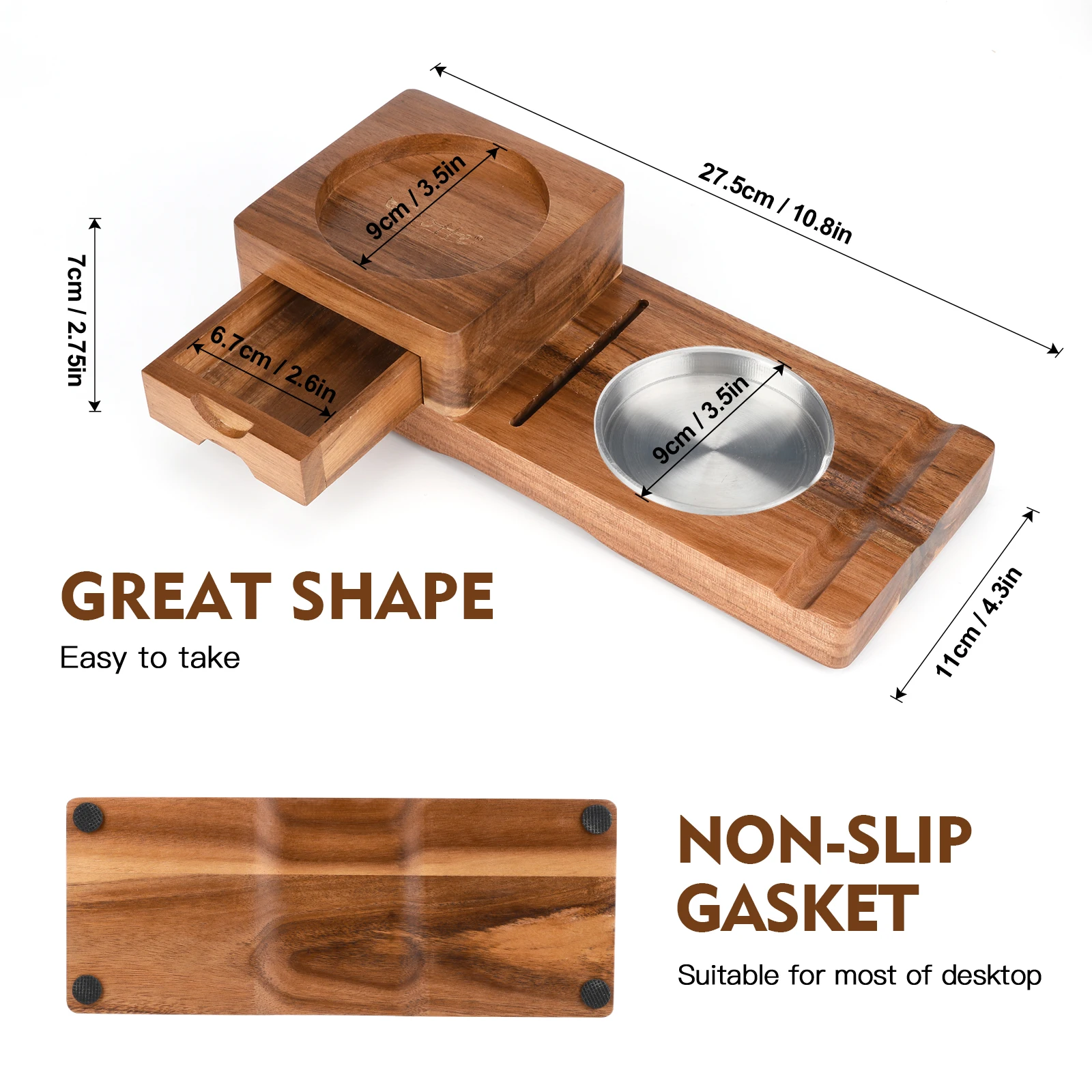 Scotte Cigar Ashtray for Men, Whiskey Glass Tray, Wooden Ash Tray, Cigar Cutter, Include Drawer, Cigar Slot, Accessories