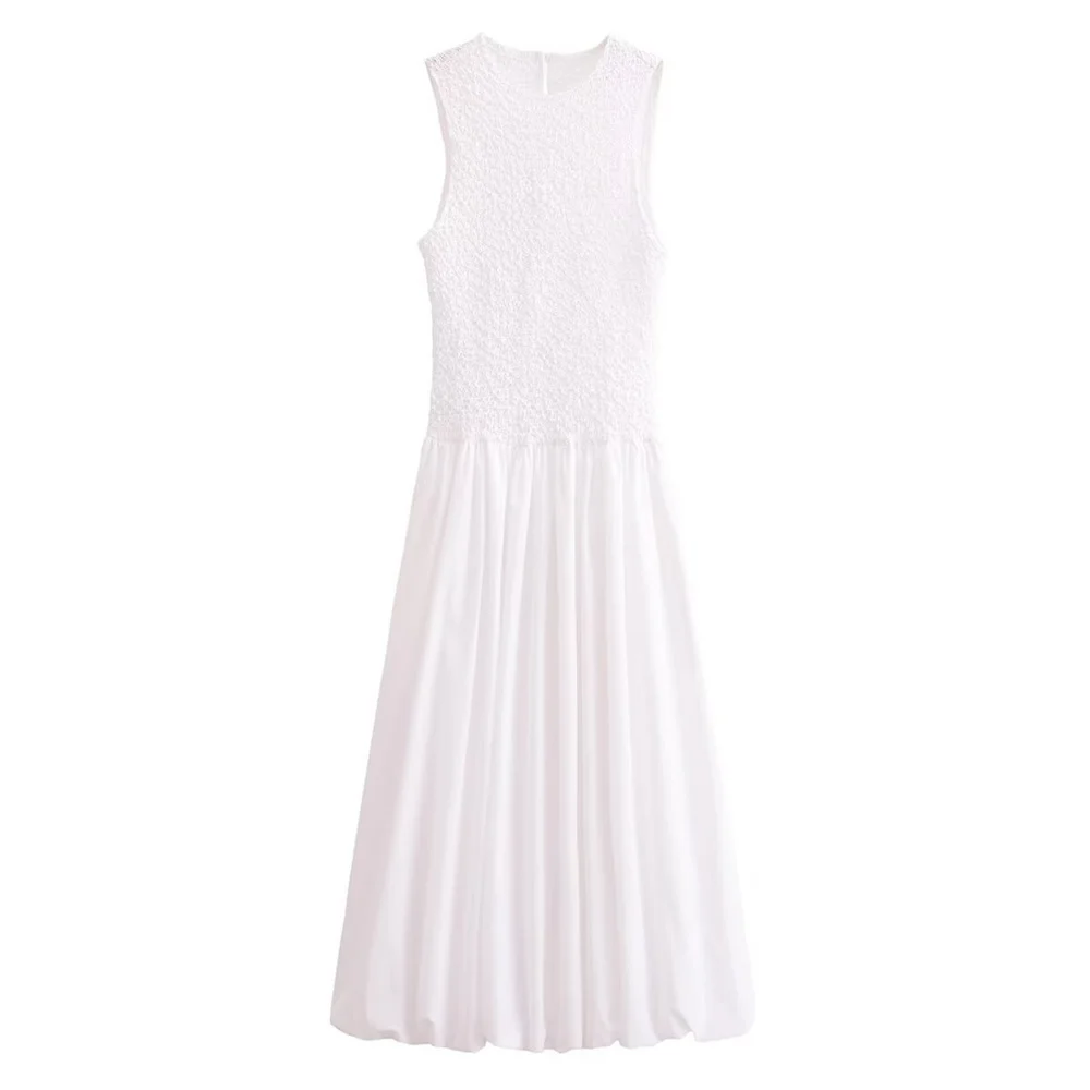 

Taop&Za 2024 Autumn New Product Women's Fashion Casual Round Neck Sleeveless Balloon Edition Poplin Dress