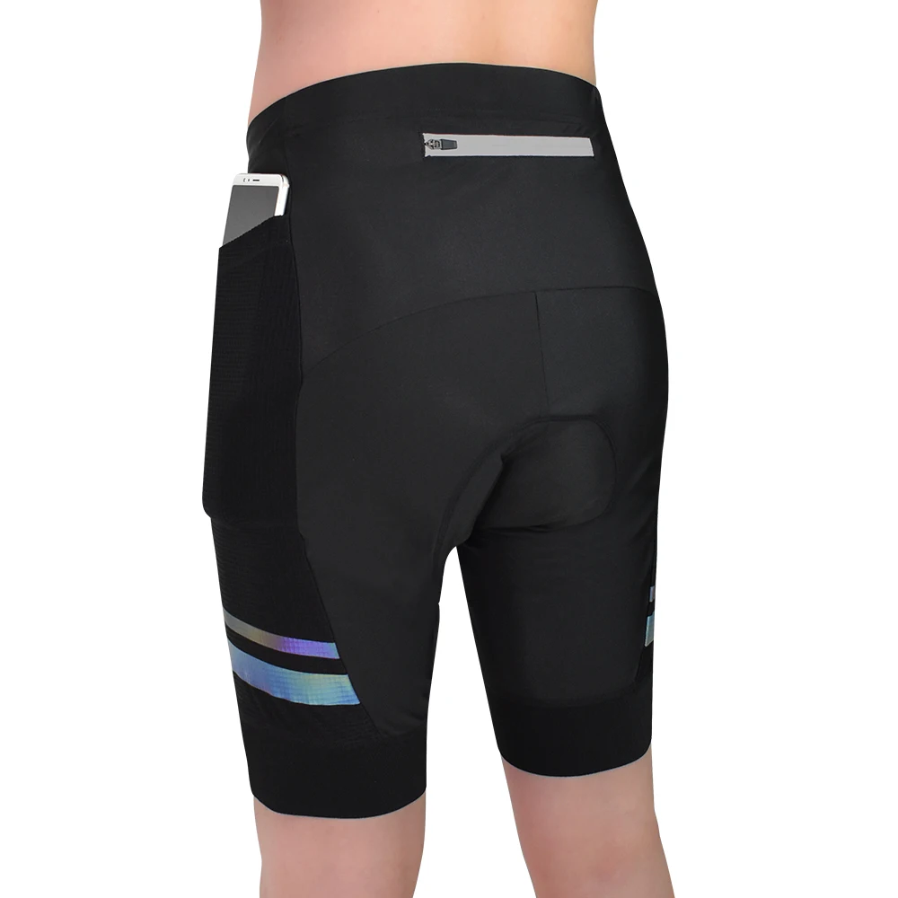 Men Cycling Shorts with Zip Back Pocket 5D Gel Padded Bike Shorts 2 Sides Pocket Mountain Road Biking Riding Half Pants Tights