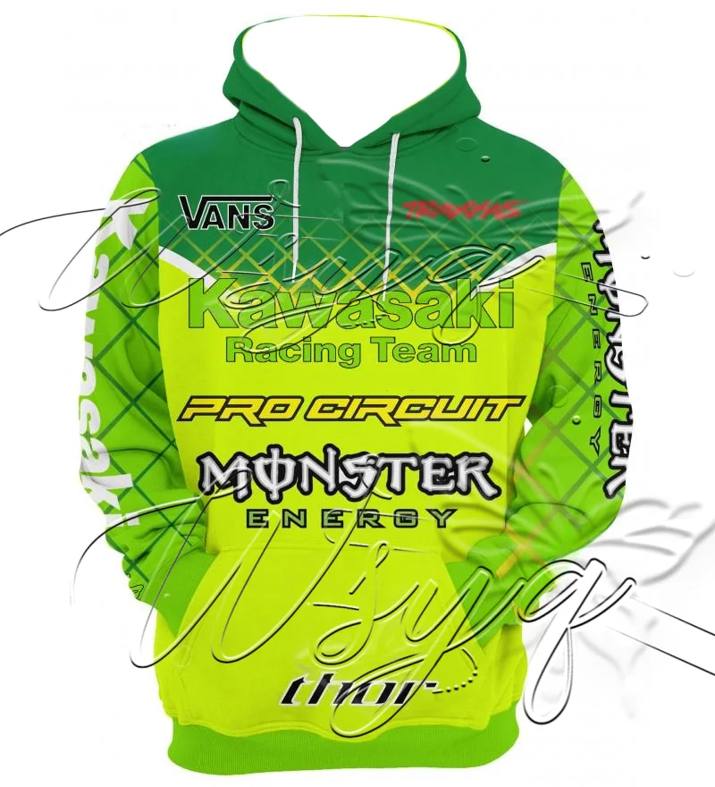 

25/26 Kawasaki Racing Team Parker 3D Hoodie Adult Streetwear Hooded Unisex Motorcycle Sweatshirts Pullovers Tracksuit Clothing