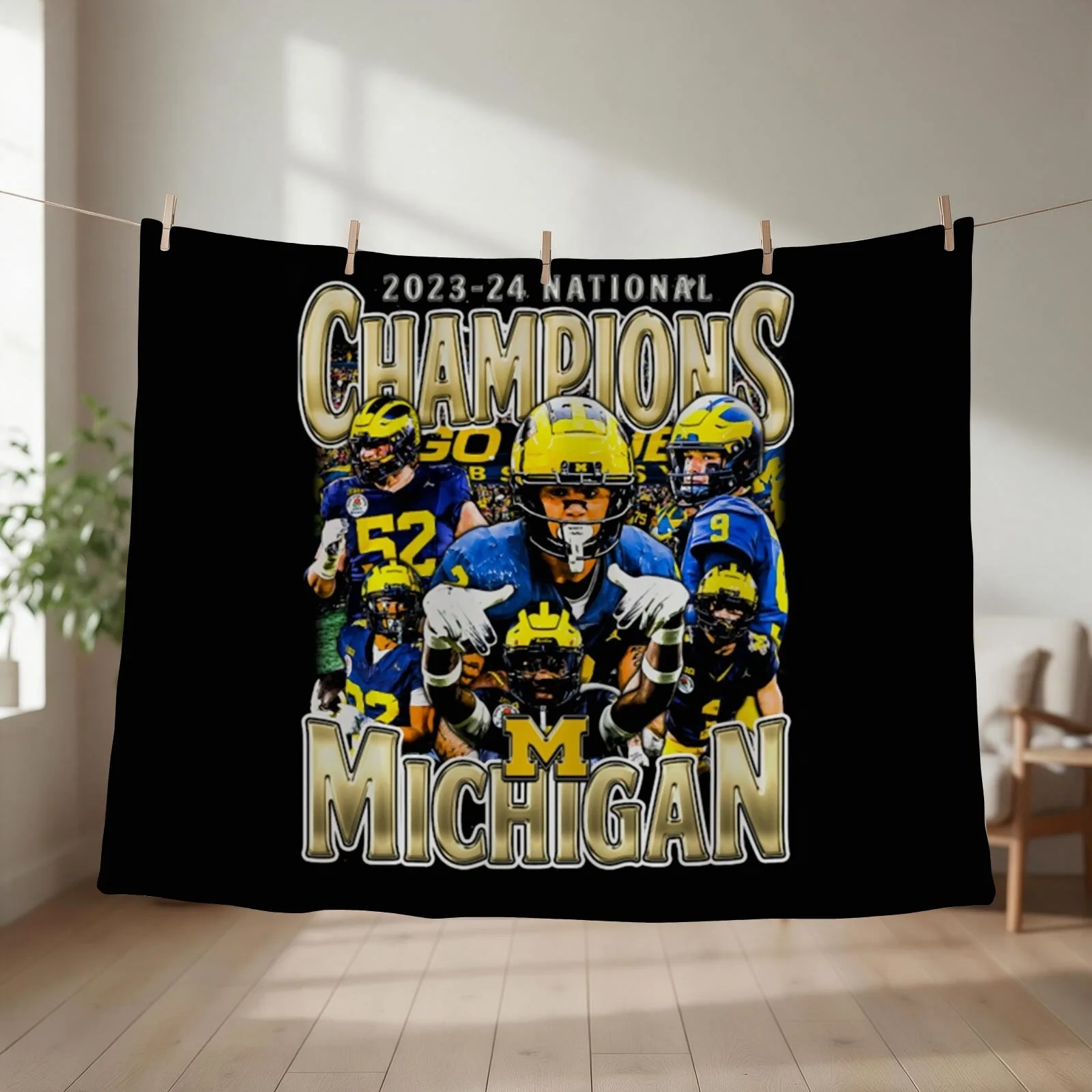 Michigan National Champs 2023-2024 Vintage Bootleg Throw Blanket Stuffeds Thin Fashion Sofas For Sofa Thin Blankets