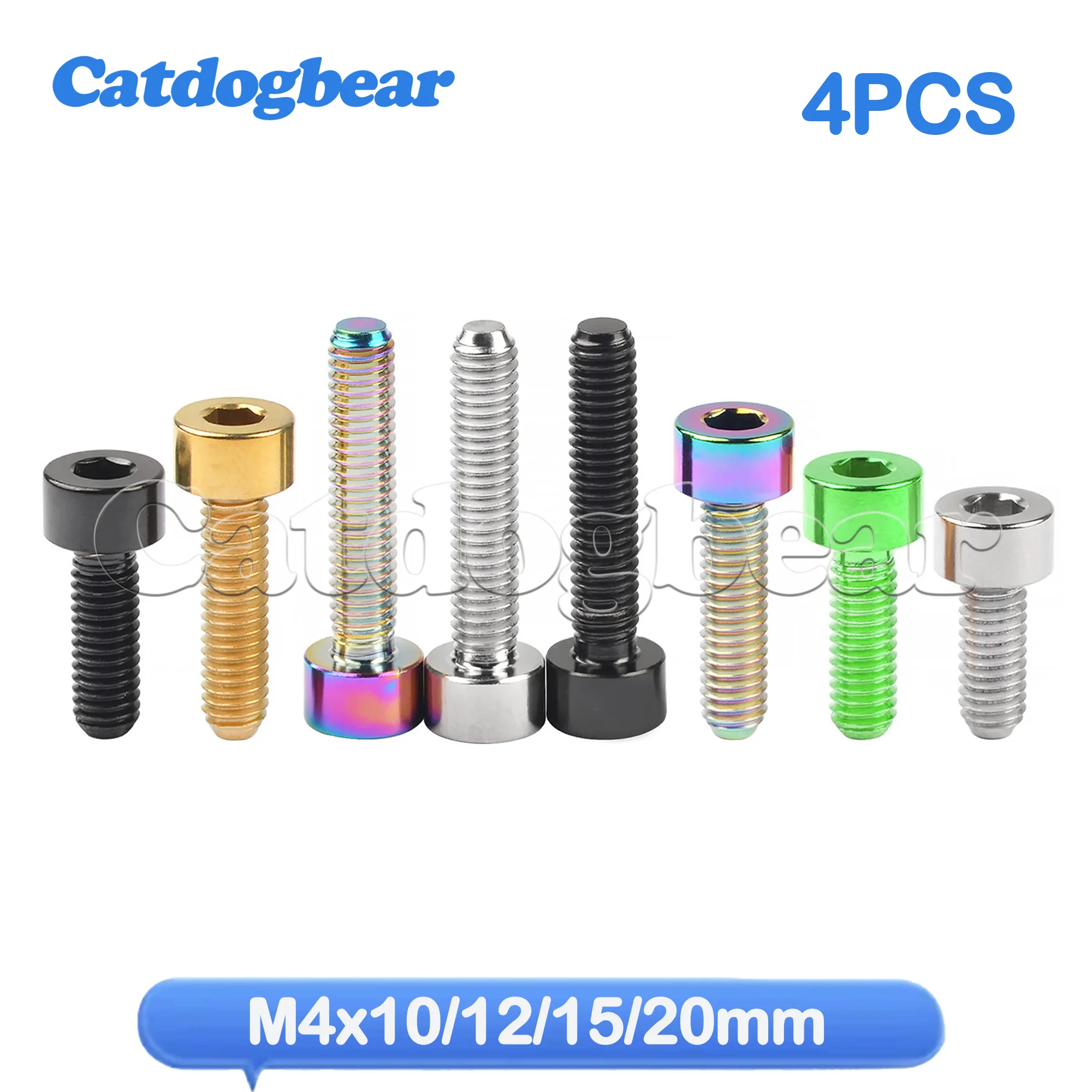 

Catdogbear 4 шт. титановые болты M4x10 12 15 20 мм DIN912 титановые винты с шестигранной головкой для крепежных болтов выноса велосипеда