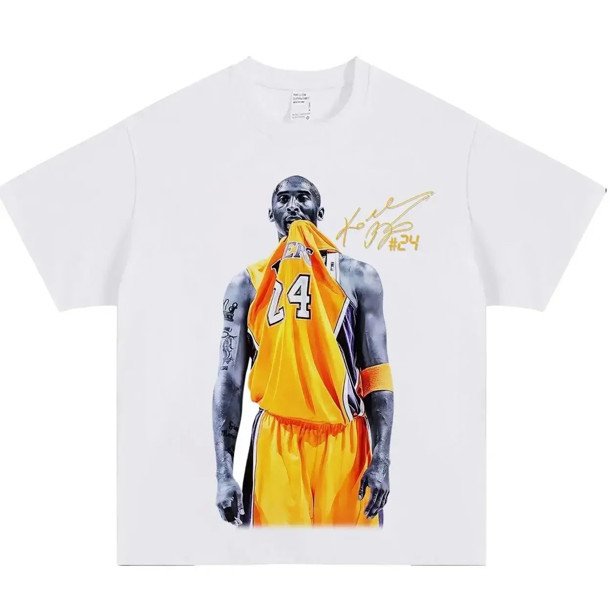 Men's Retro Kobe Bite Shirt Character T-shirt - Signature Pattern T-shirt - Oversized Cotton Casual Summer Street Wear Top, Casual Streetwear Top